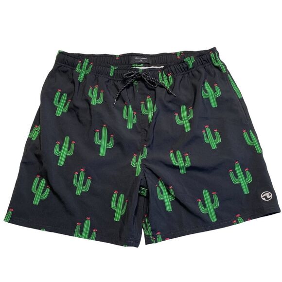 Ocean Current Volley Shorts Cactus Cacti  Swim Shorts Mesh Lined Stretch Sz XXL - Picture 1 of 14
